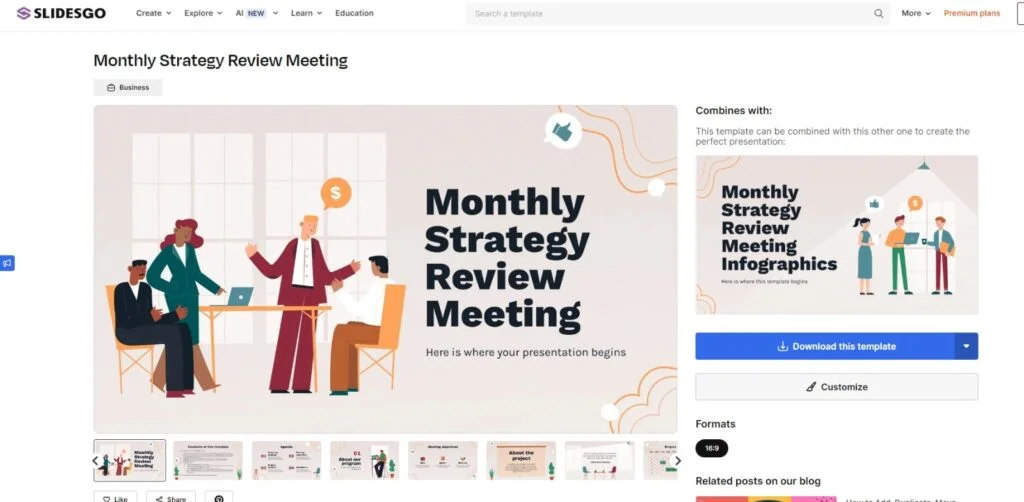 Monthly Strategy Review Meeting Slidesgo Template