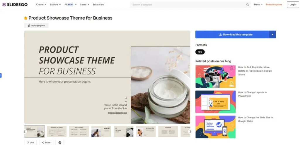 Product Showcase Theme for Business Slidesgo Template