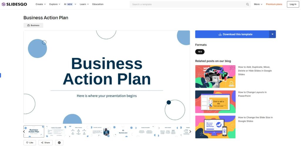 Business Action Plan Slidesgo Template